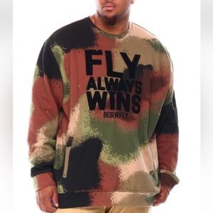 BORN FLY CAMO MENS  SWEATER SZ SMALL.